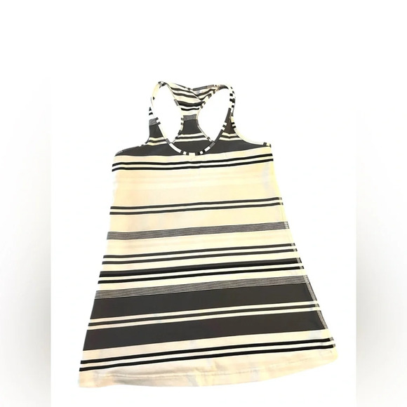 Lululemon Cool Racerback Tank Top Black White Striped Running Train Y2k - Picture 1 of 5